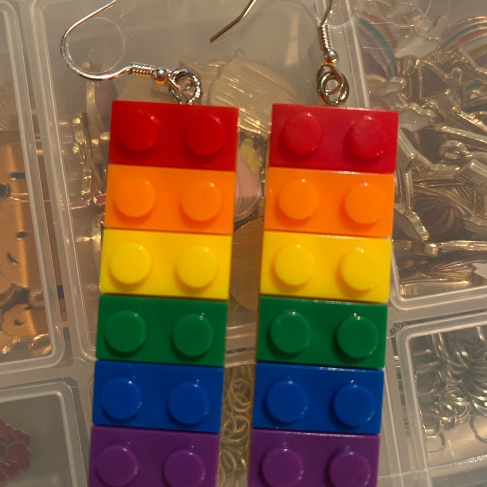 🌈 Rainbow lego earrings 🌈